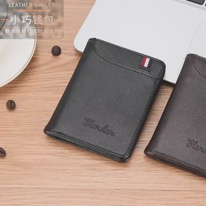 Slim Card Holder Wallet for Men with Cash Pocket, ID Window & Hidden Card Slot – Compact Pocket Size Design - Black
