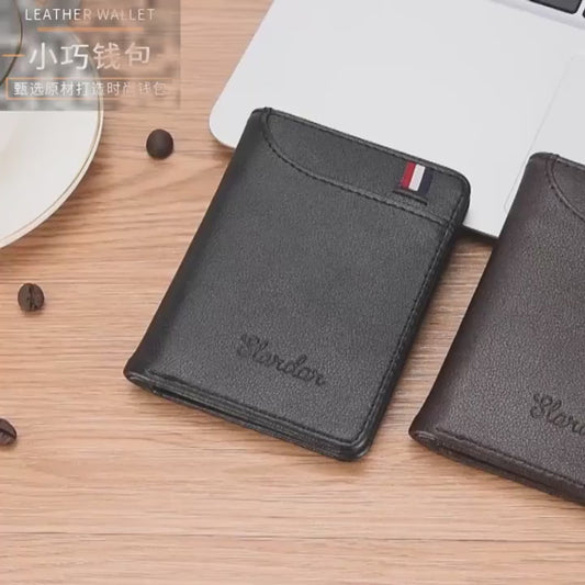Slim Card Holder Wallet for Men with Cash Pocket, ID Window & Hidden Card Slot – Compact Pocket Size Design - Black